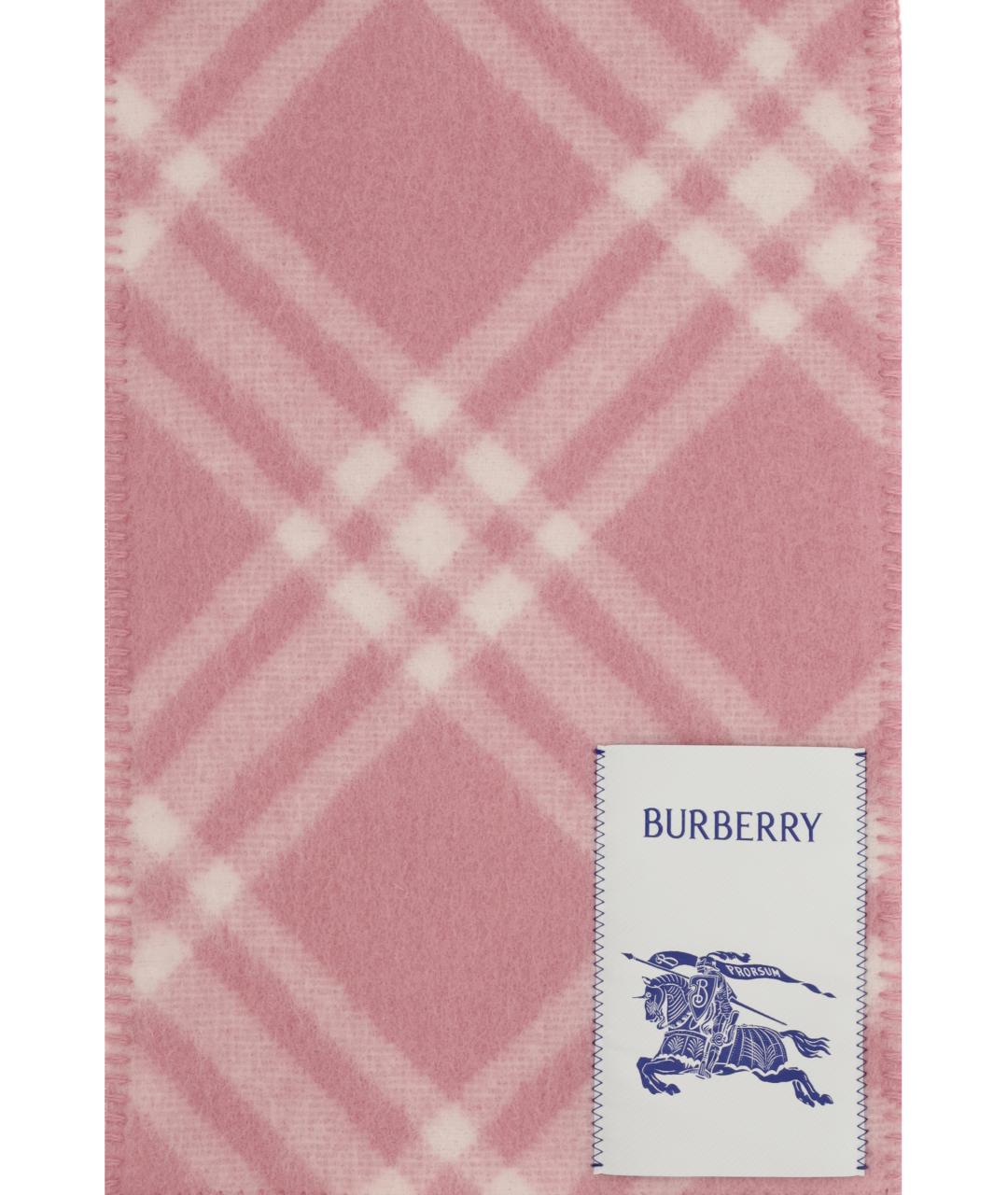 BURBERRY Розовый шерстяной шарф, фото 3