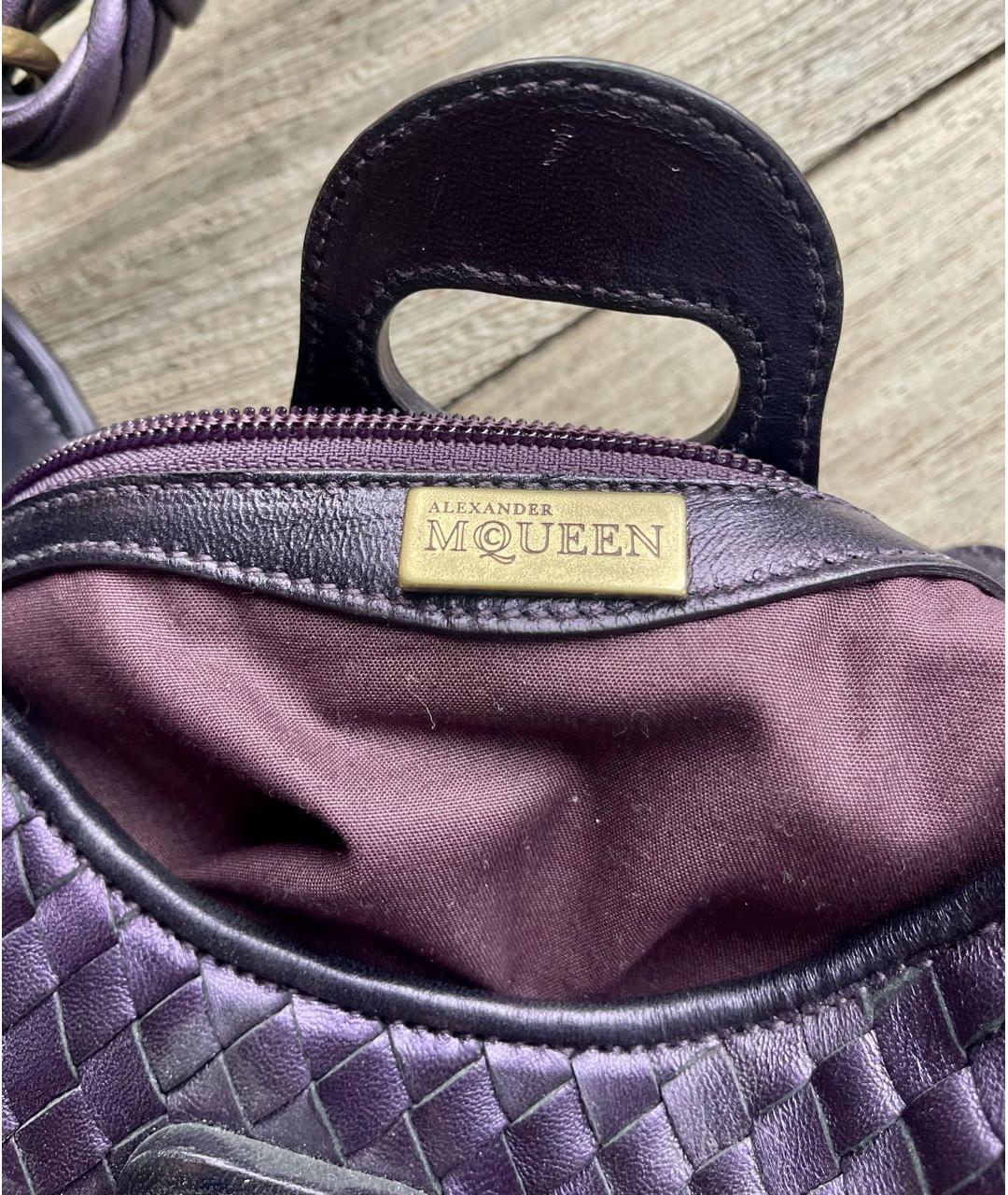 ALEXANDER MCQUEEN Фиолетовая кожаная сумка через плечо, фото 3
