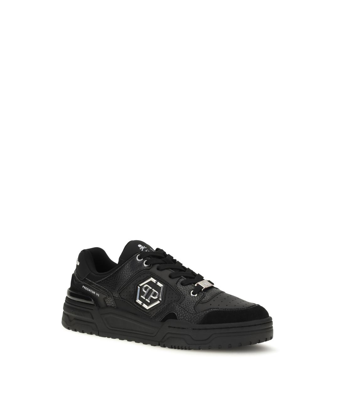 PHILIPP PLEIN Черные синтетические низкие кроссовки / кеды, фото 2