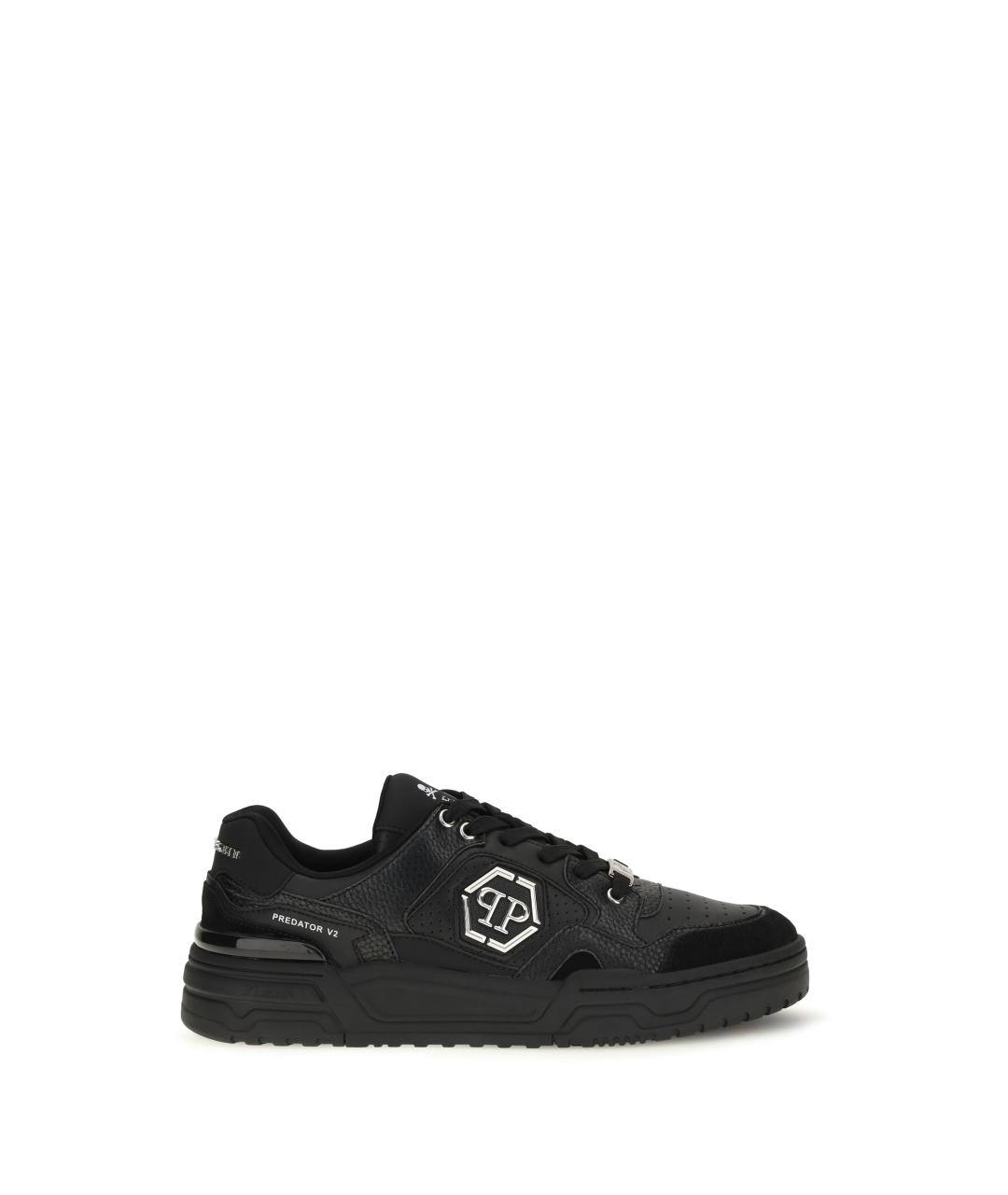 PHILIPP PLEIN Черные синтетические низкие кроссовки / кеды, фото 1