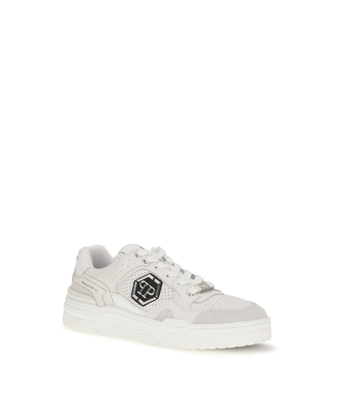 PHILIPP PLEIN Белые синтетические низкие кроссовки / кеды, фото 2
