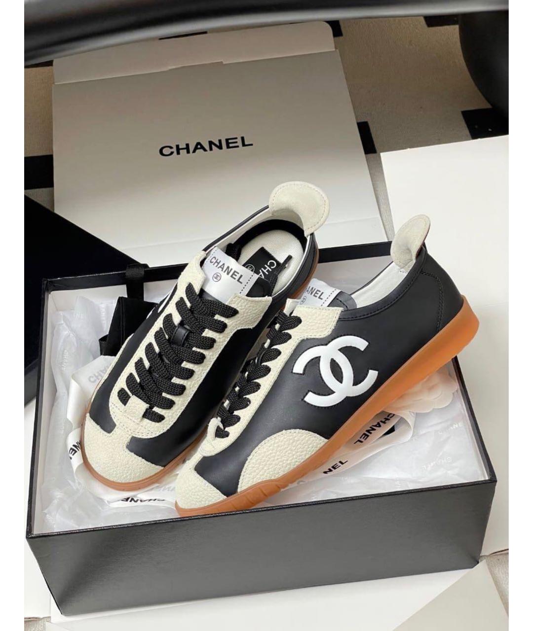 CHANEL Черные кожаные кеды, фото 2