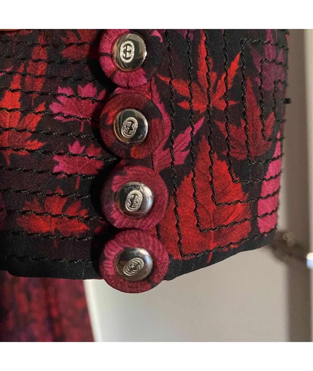 GUCCI Бордовое шифоновое повседневное платье, фото 5