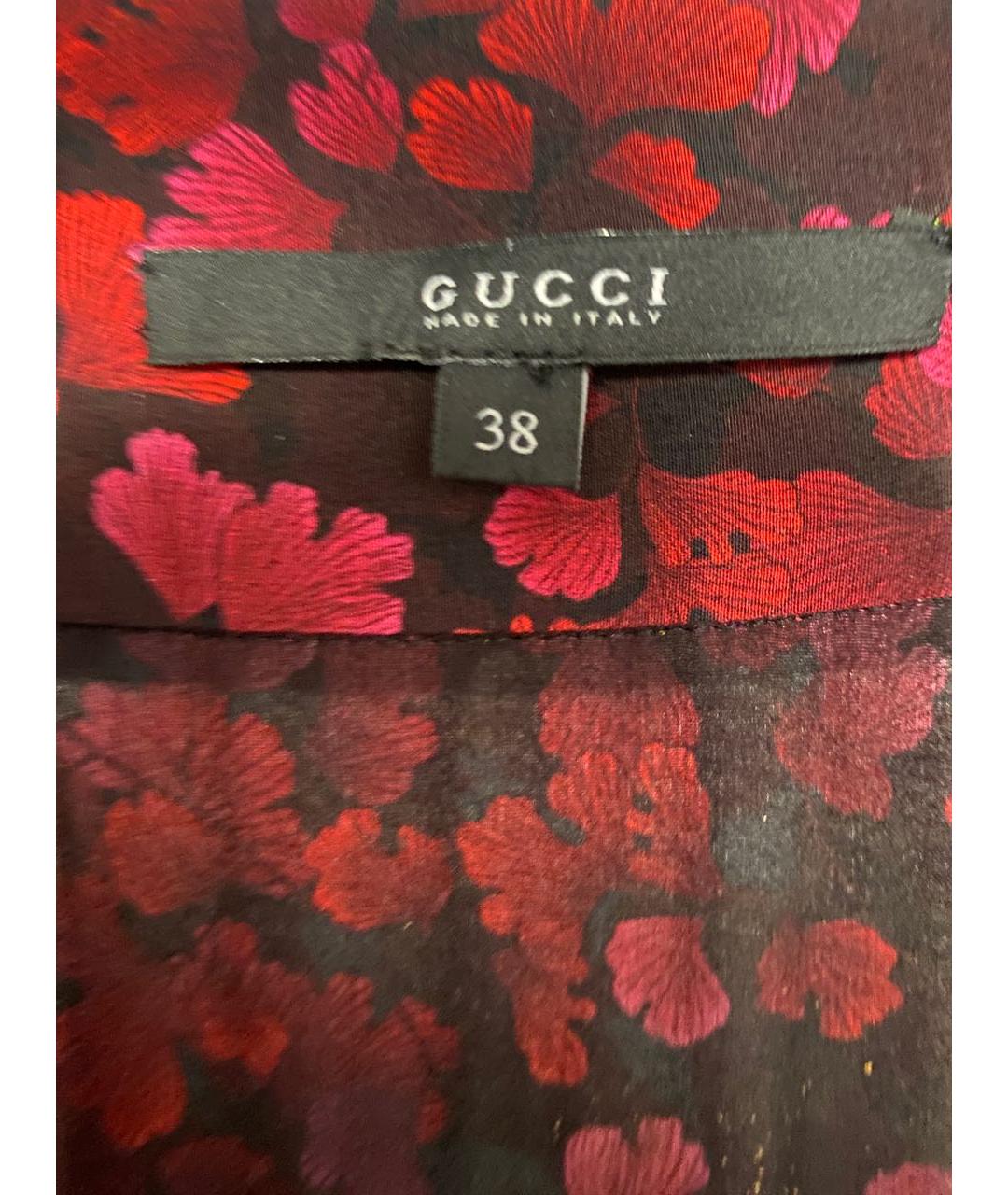 GUCCI Бордовое шифоновое повседневное платье, фото 3