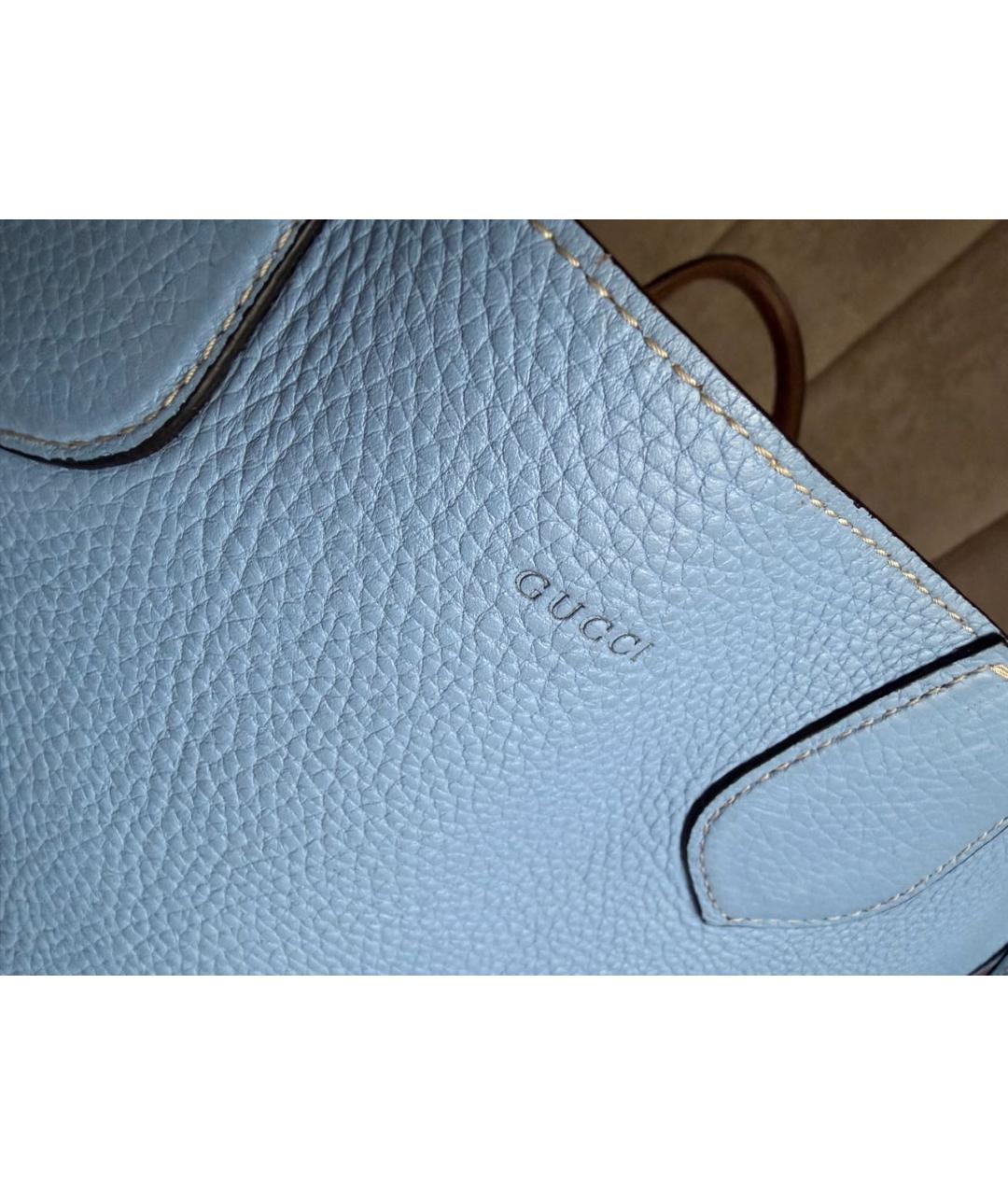 GUCCI Голубая кожаная сумка тоут, фото 5