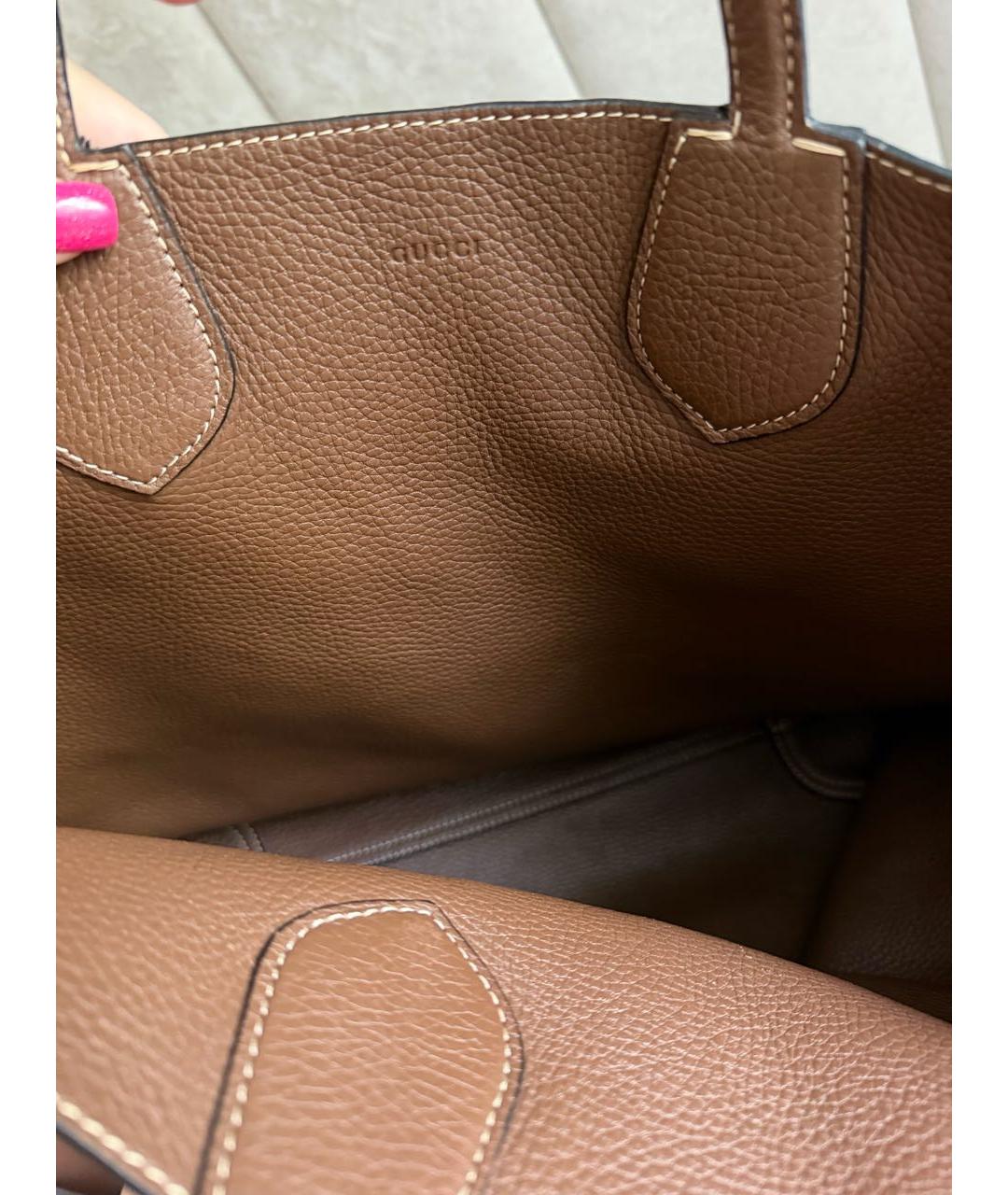 GUCCI Голубая кожаная сумка тоут, фото 4