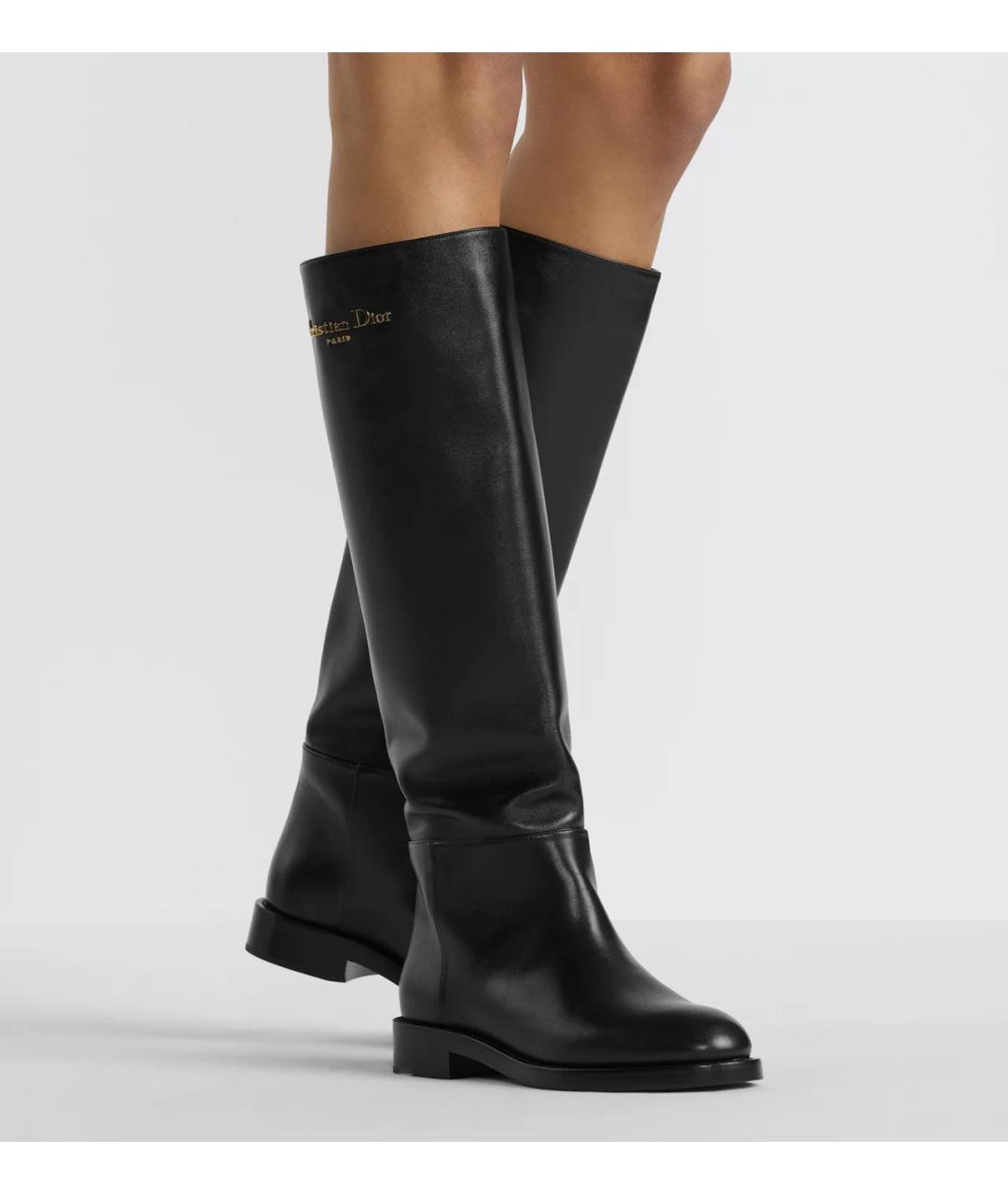 CHRISTIAN DIOR Черные кожаные сапоги, фото 4