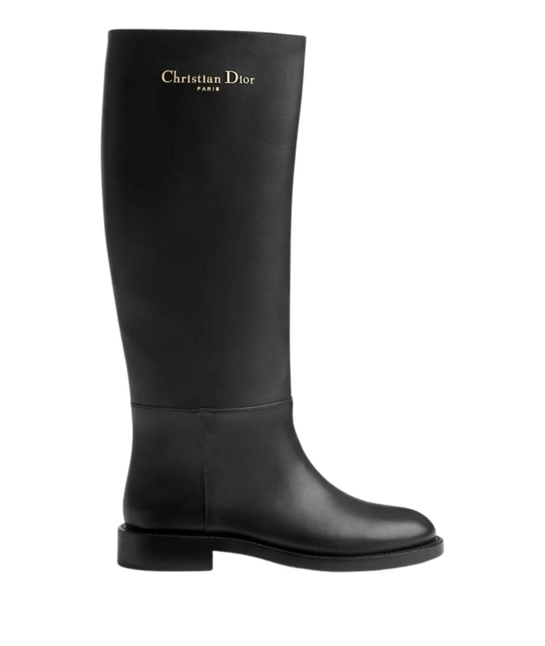 CHRISTIAN DIOR Черные кожаные сапоги, фото 1