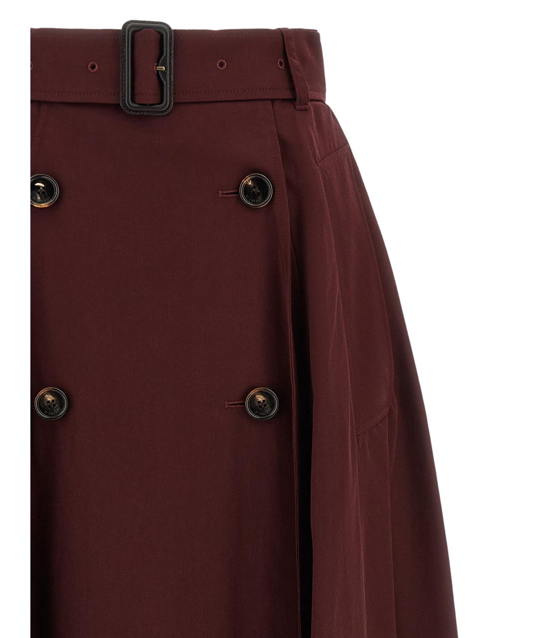 BURBERRY Бордовая хлопковая юбка миди, фото 3