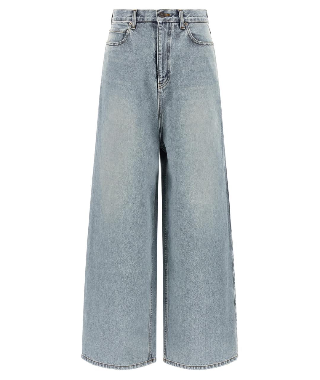 BALENCIAGA Голубые хлопковые прямые джинсы, фото 1