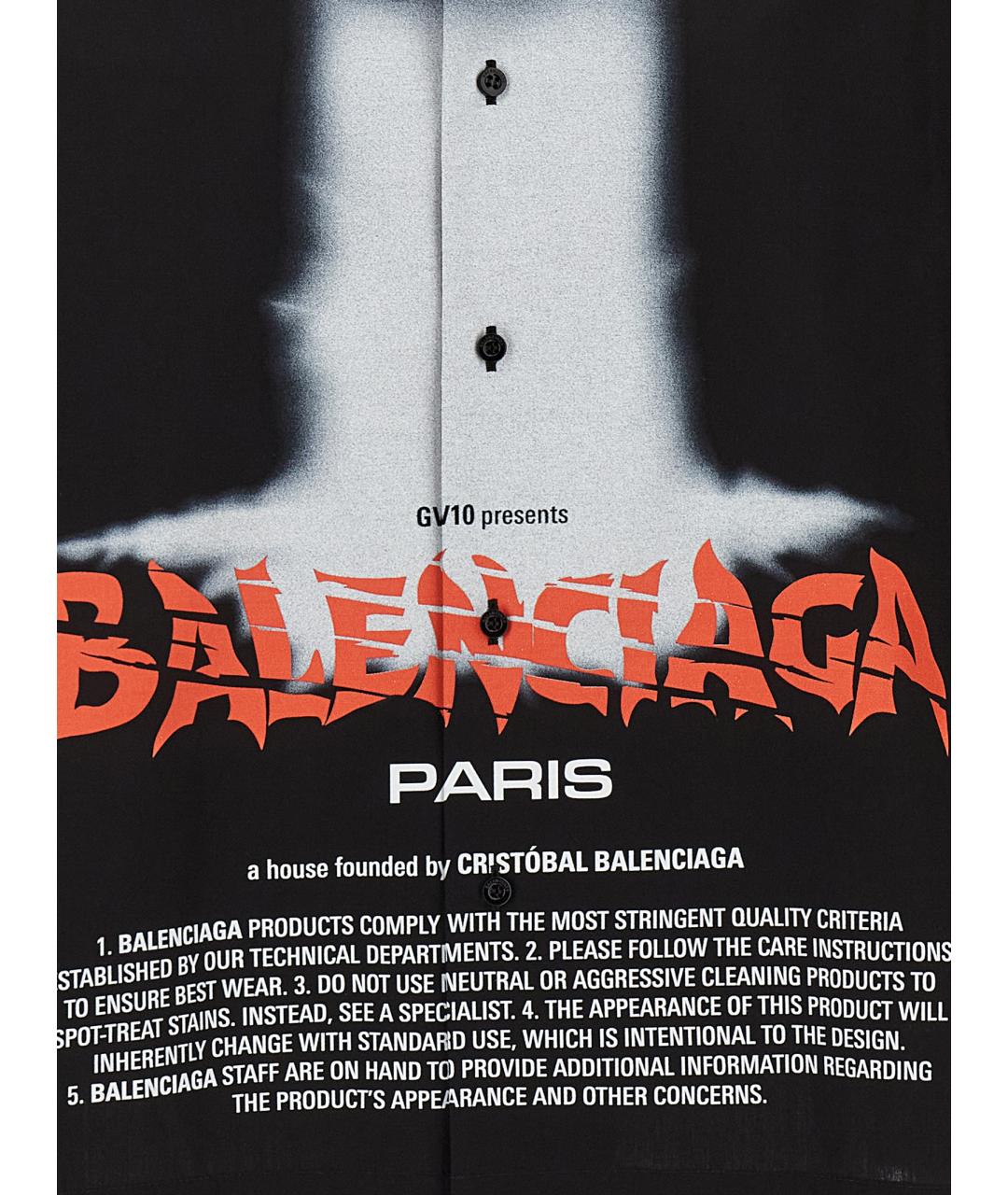 BALENCIAGA Черная хлопковая кэжуал рубашка, фото 4