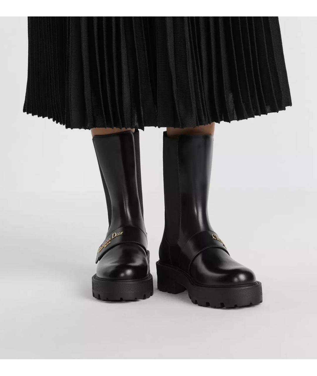 CHRISTIAN DIOR Черные кожаные полусапоги, фото 3