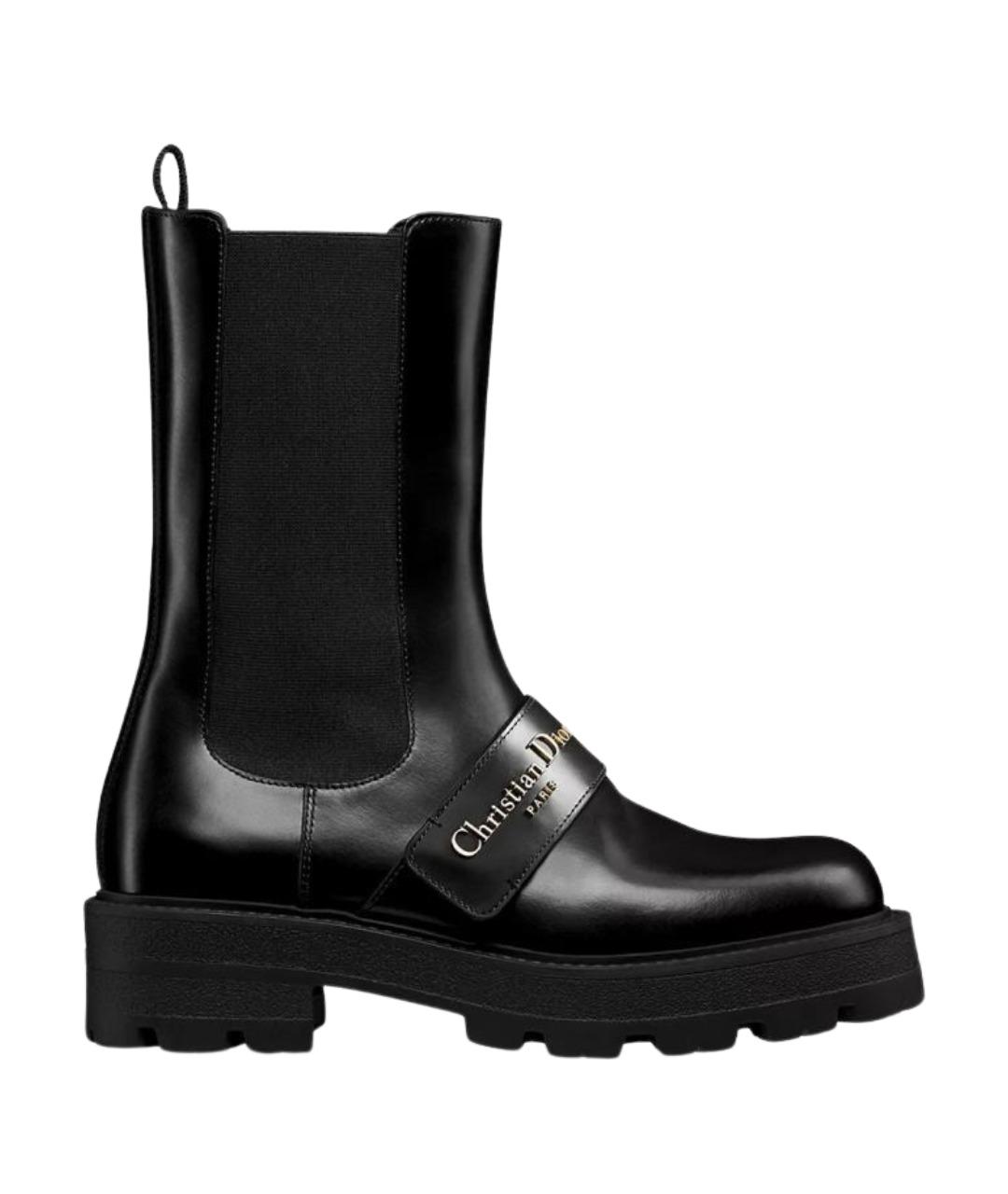 CHRISTIAN DIOR Черные кожаные полусапоги, фото 1