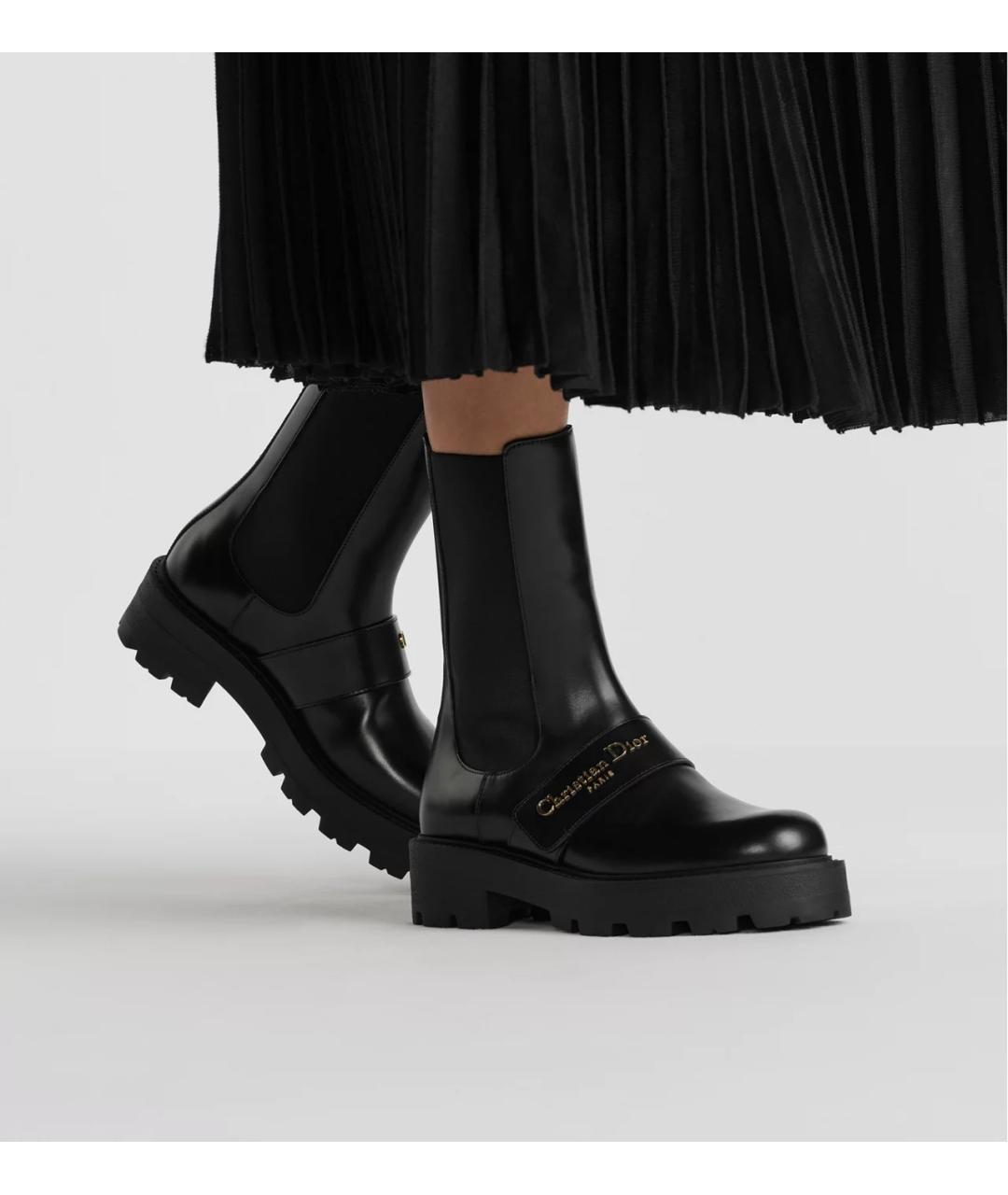 CHRISTIAN DIOR Черные кожаные полусапоги, фото 4