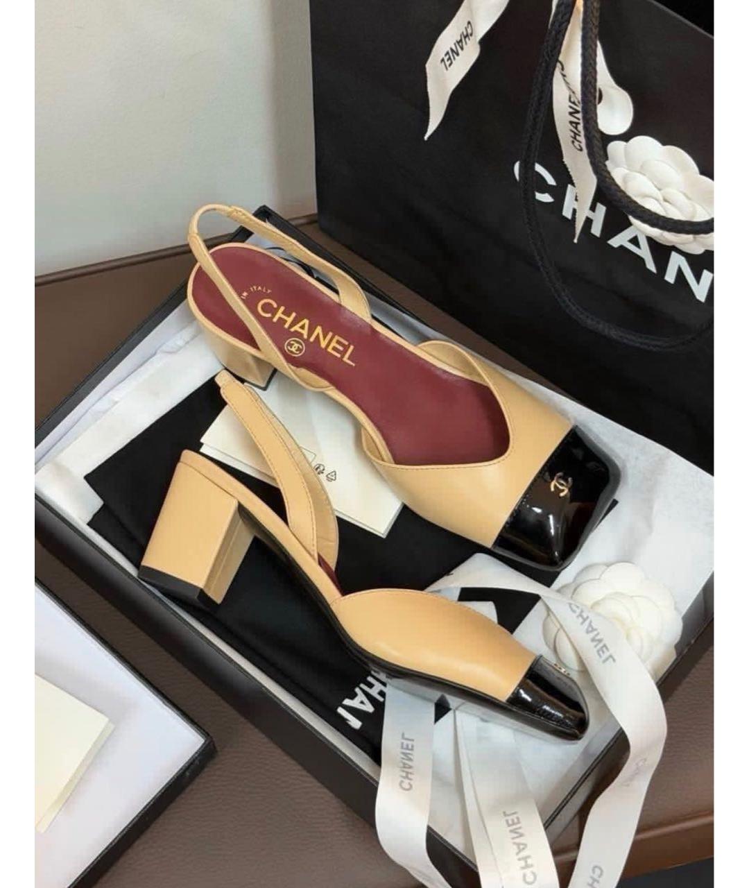 CHANEL Бежевые кожаные босоножки, фото 5