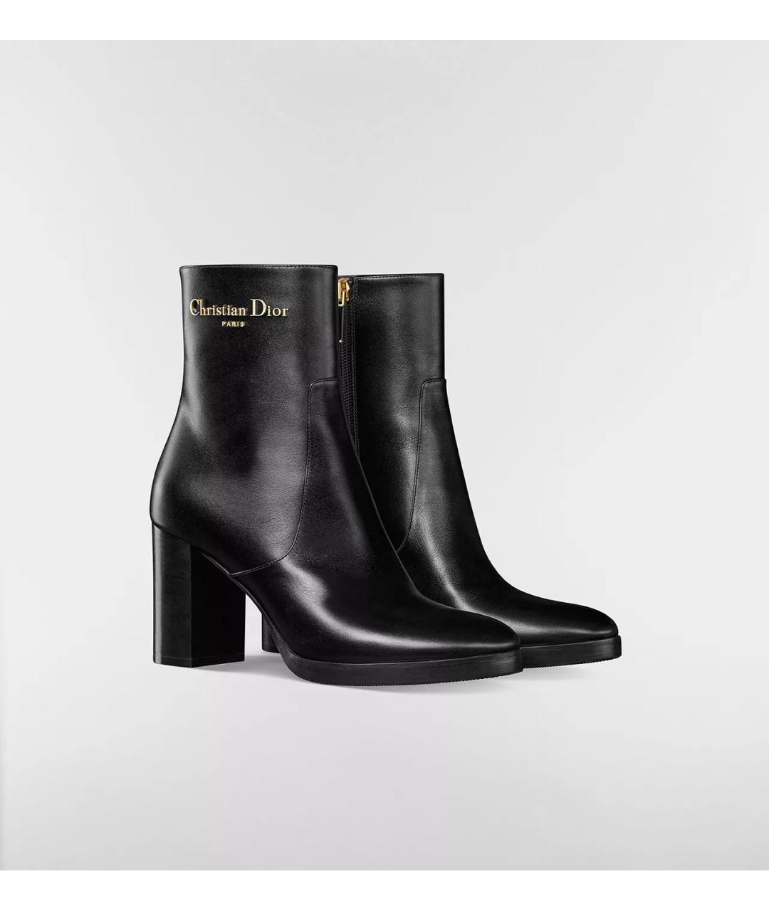 CHRISTIAN DIOR Черные кожаные ботильоны, фото 2