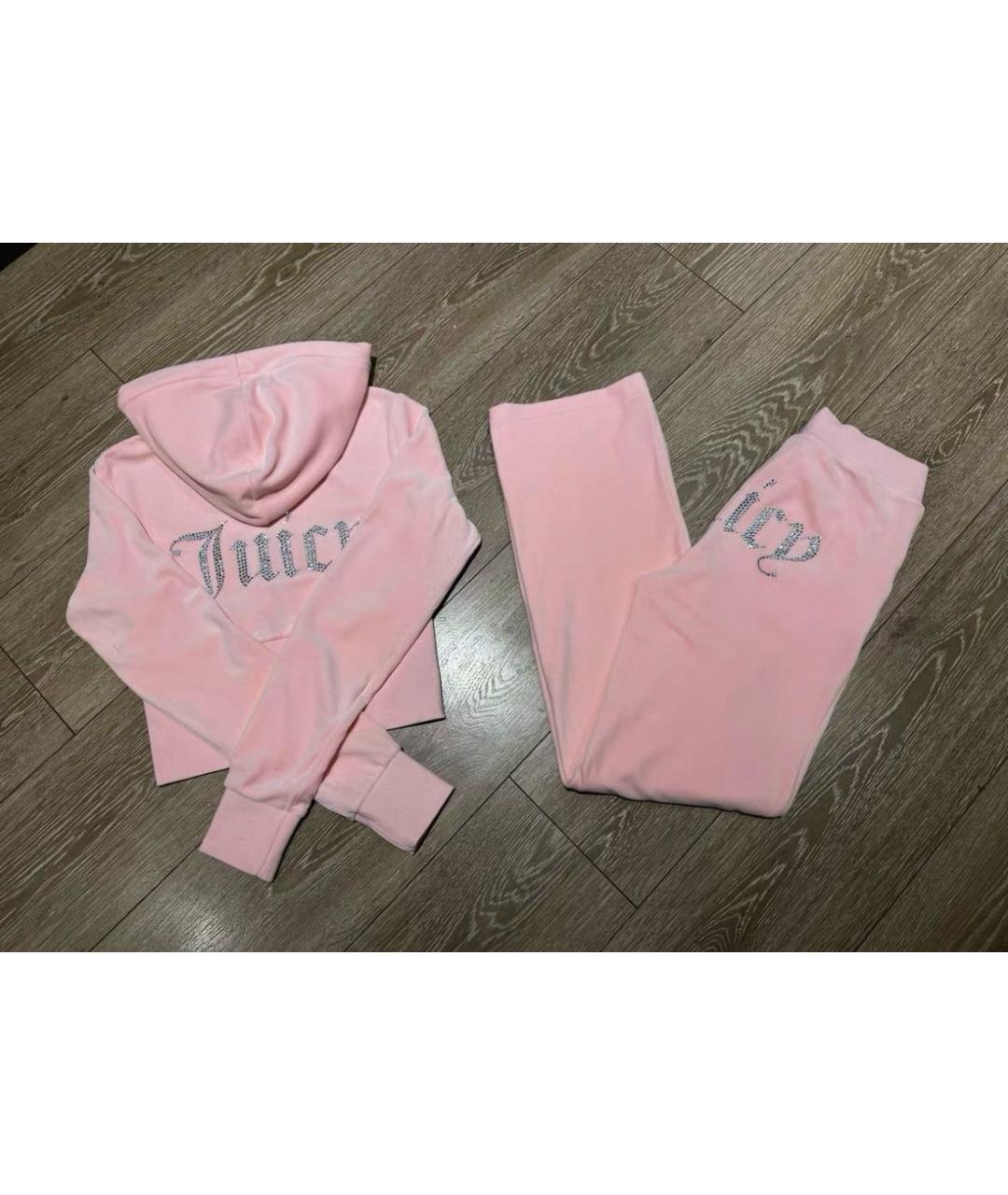JUICY COUTURE Розовый велюровый костюм с брюками, фото 9