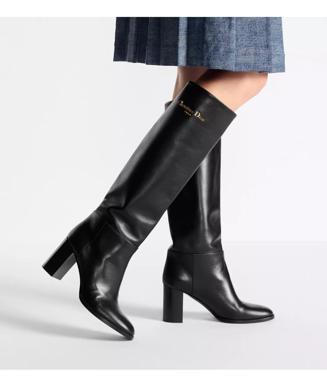 CHRISTIAN DIOR Черные кожаные сапоги, фото 4