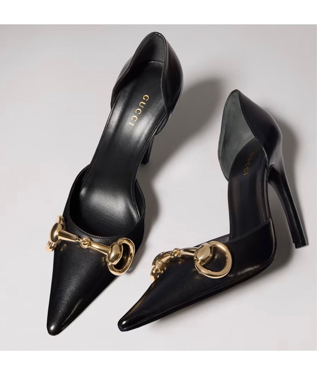 GUCCI Черные кожаные туфли, фото 2