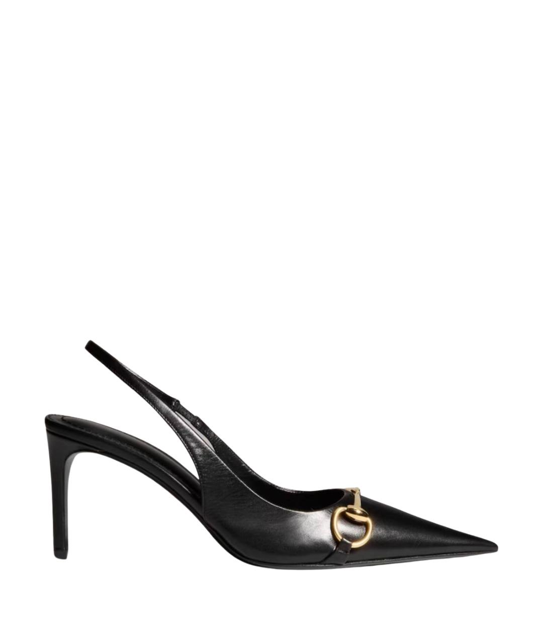 GUCCI Черные кожаные туфли, фото 1