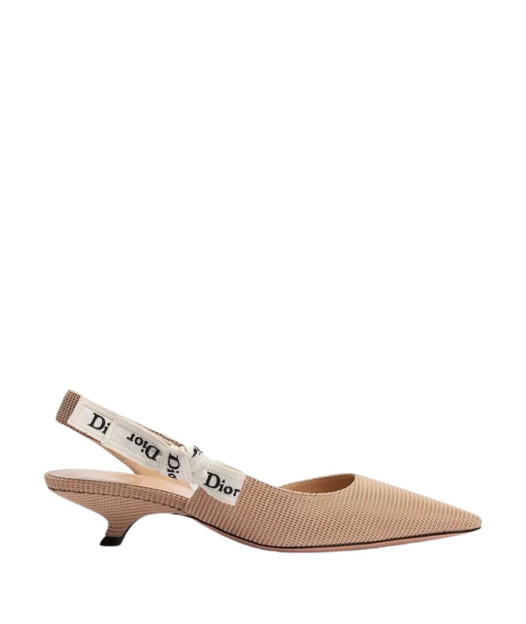 CHRISTIAN DIOR Розовые текстильные лодочки на низком каблуке, фото 1