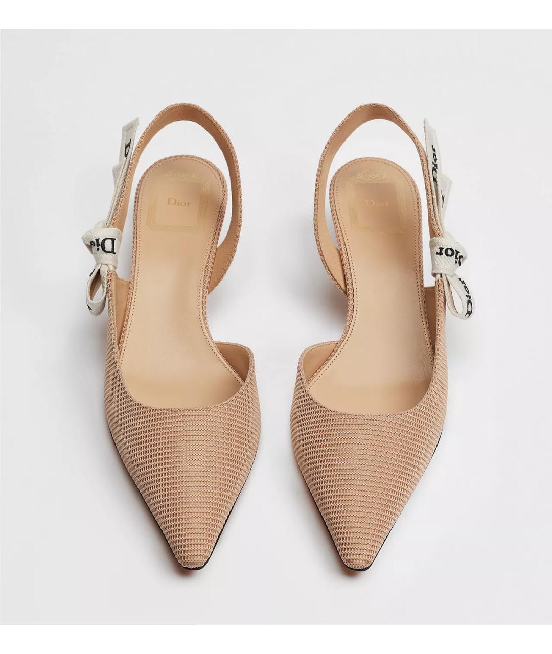 CHRISTIAN DIOR Розовые текстильные лодочки на низком каблуке, фото 3