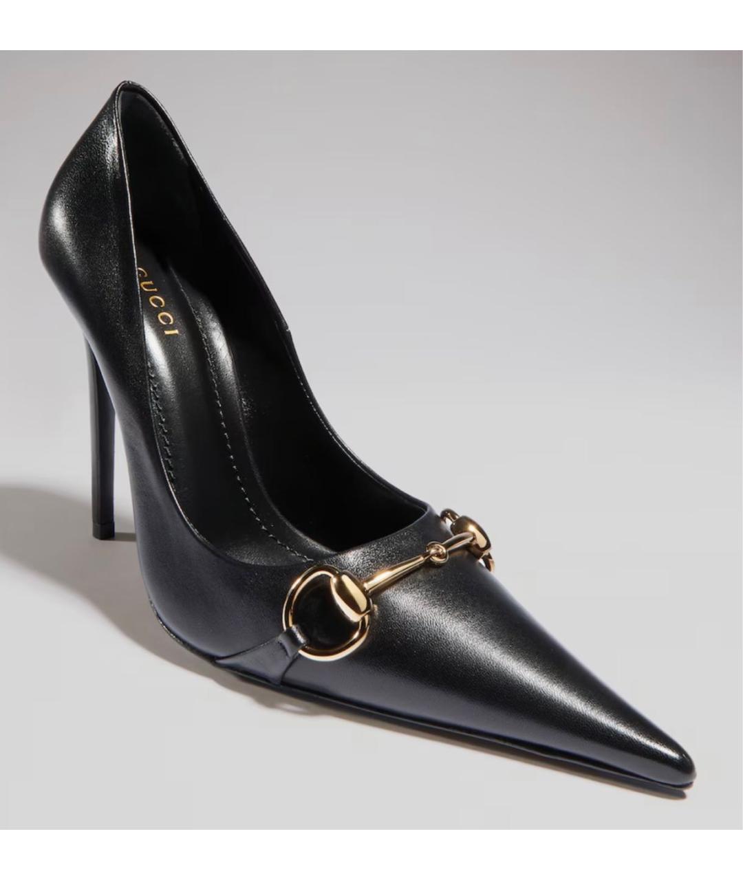 GUCCI Черные кожаные туфли, фото 2