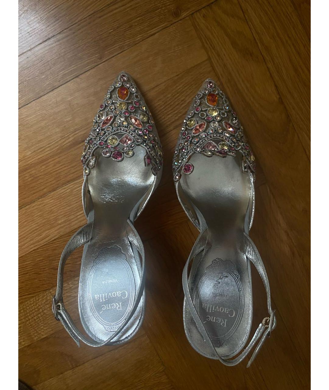 RENE CAOVILLA Серебряные текстильные туфли, фото 2