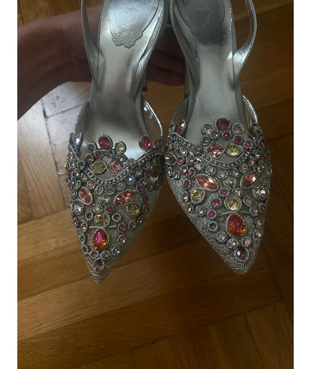 RENE CAOVILLA Серебряные текстильные туфли, фото 3