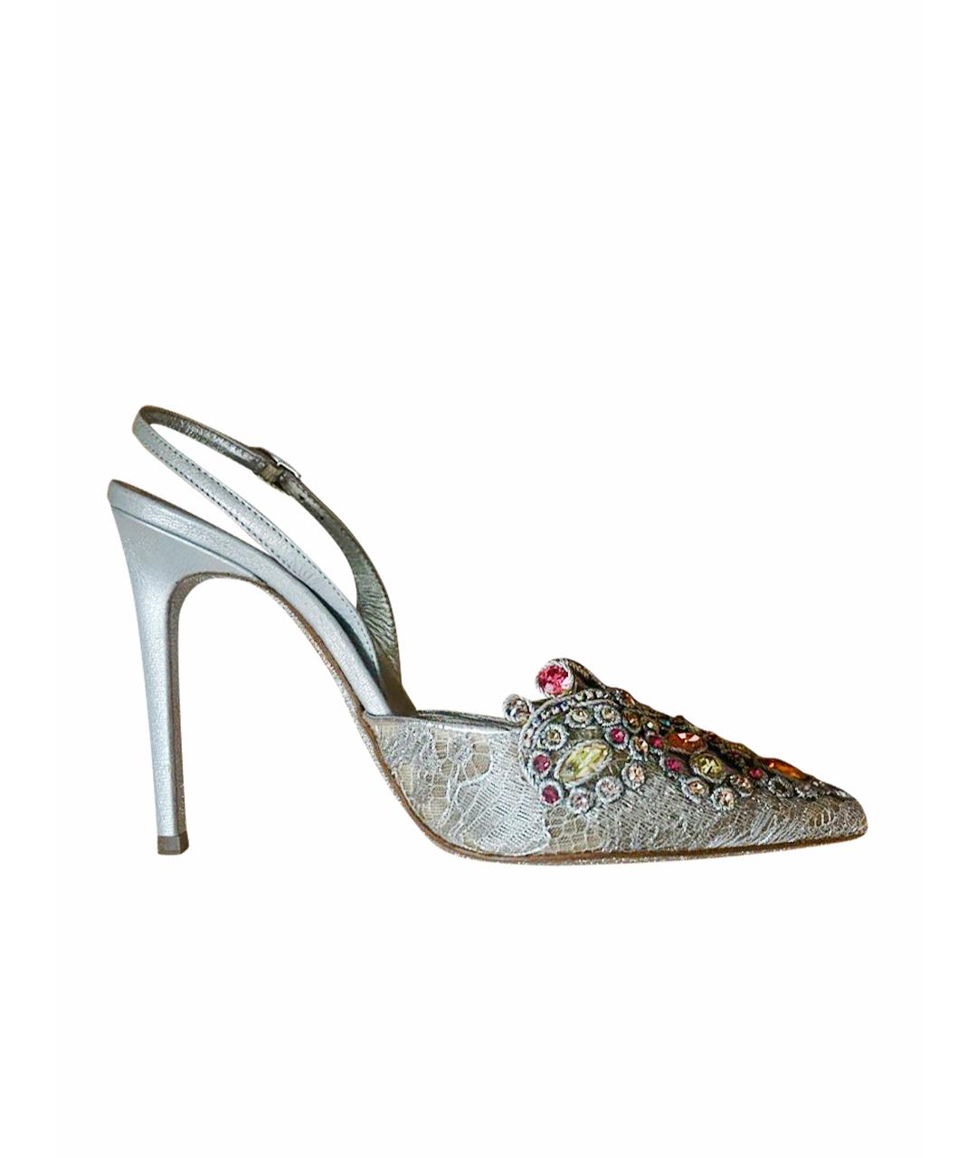 RENE CAOVILLA Серебряные текстильные туфли, фото 1