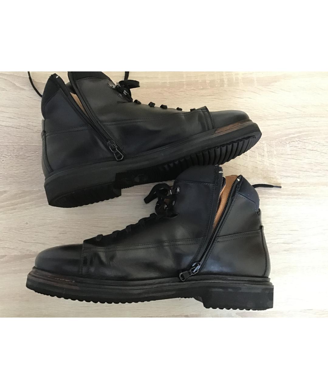 SANTONI Черные кожаные высокие ботинки, фото 10