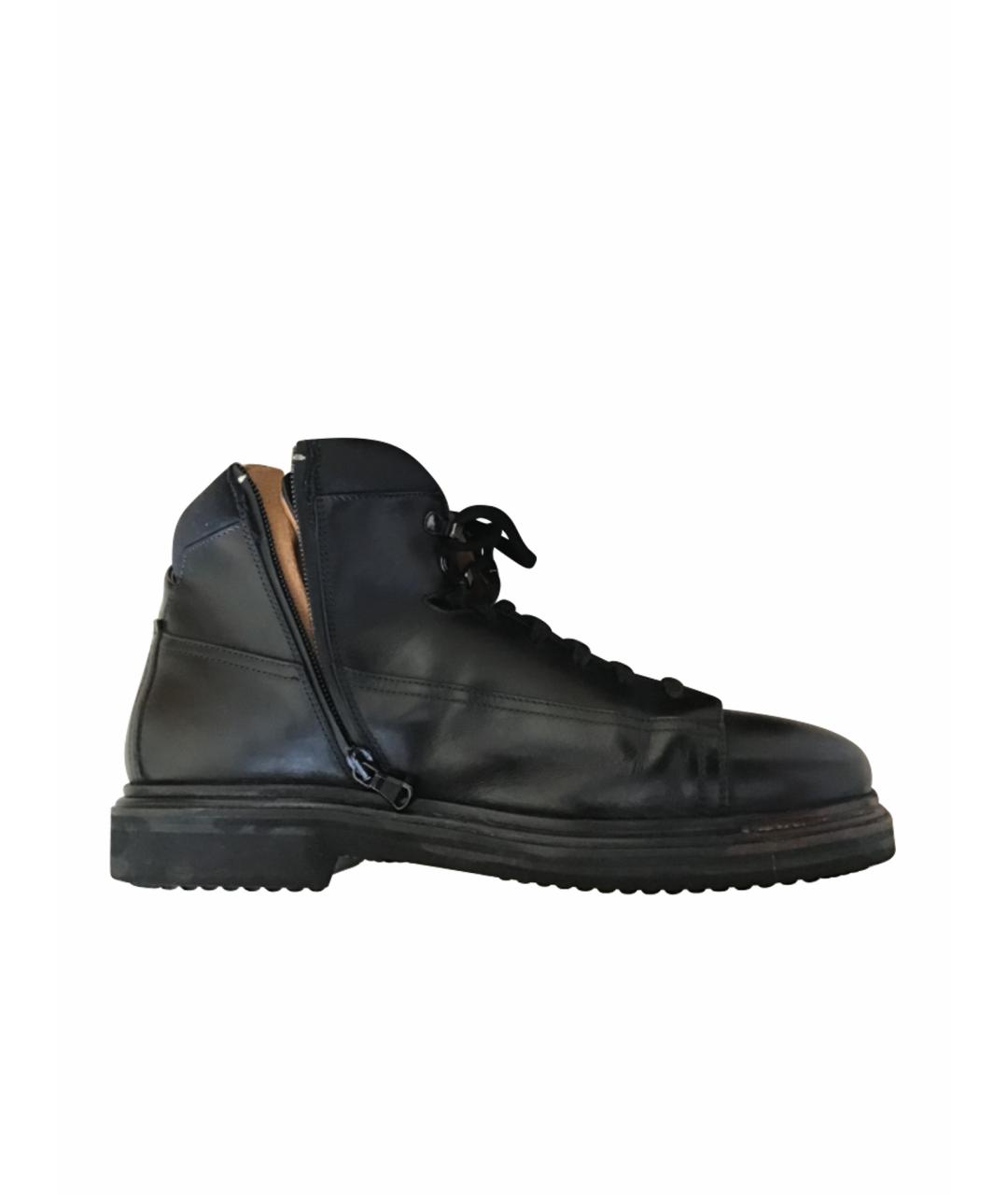 SANTONI Черные кожаные высокие ботинки, фото 1