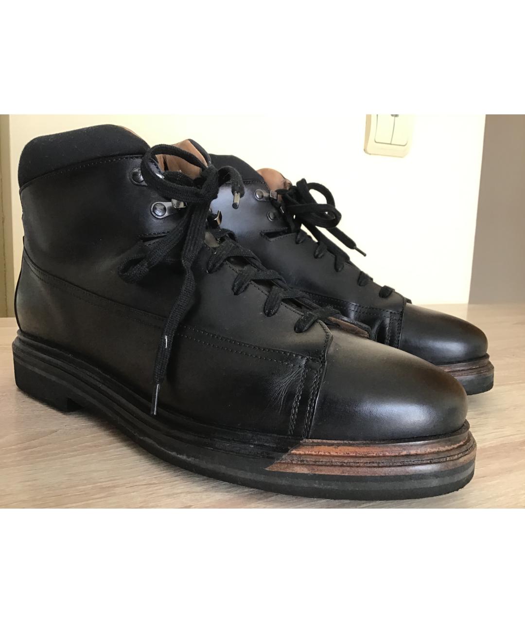 SANTONI Черные кожаные высокие ботинки, фото 2