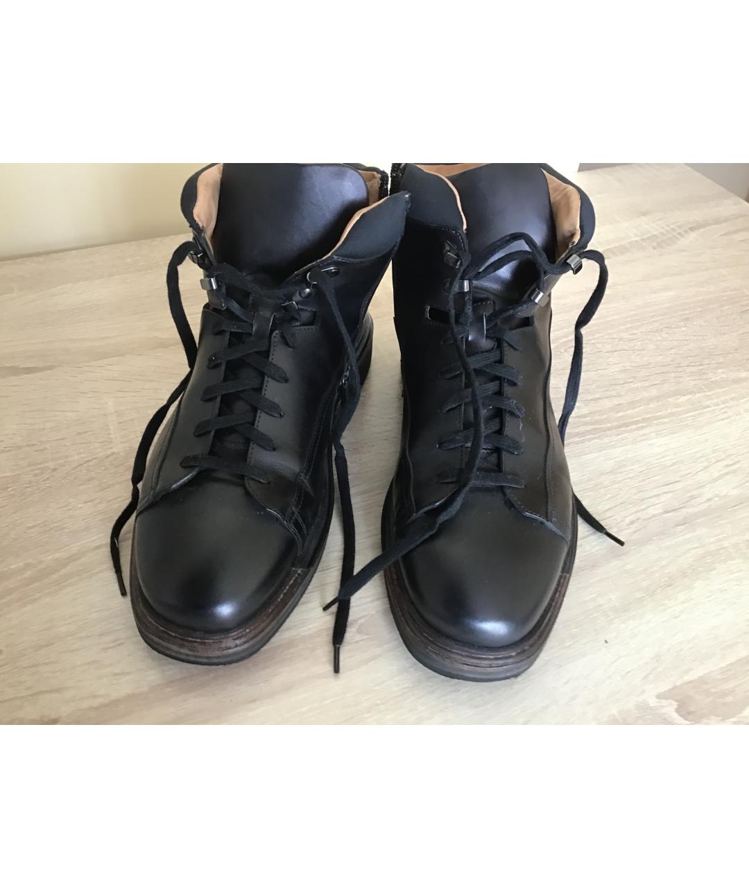 SANTONI Черные кожаные высокие ботинки, фото 3