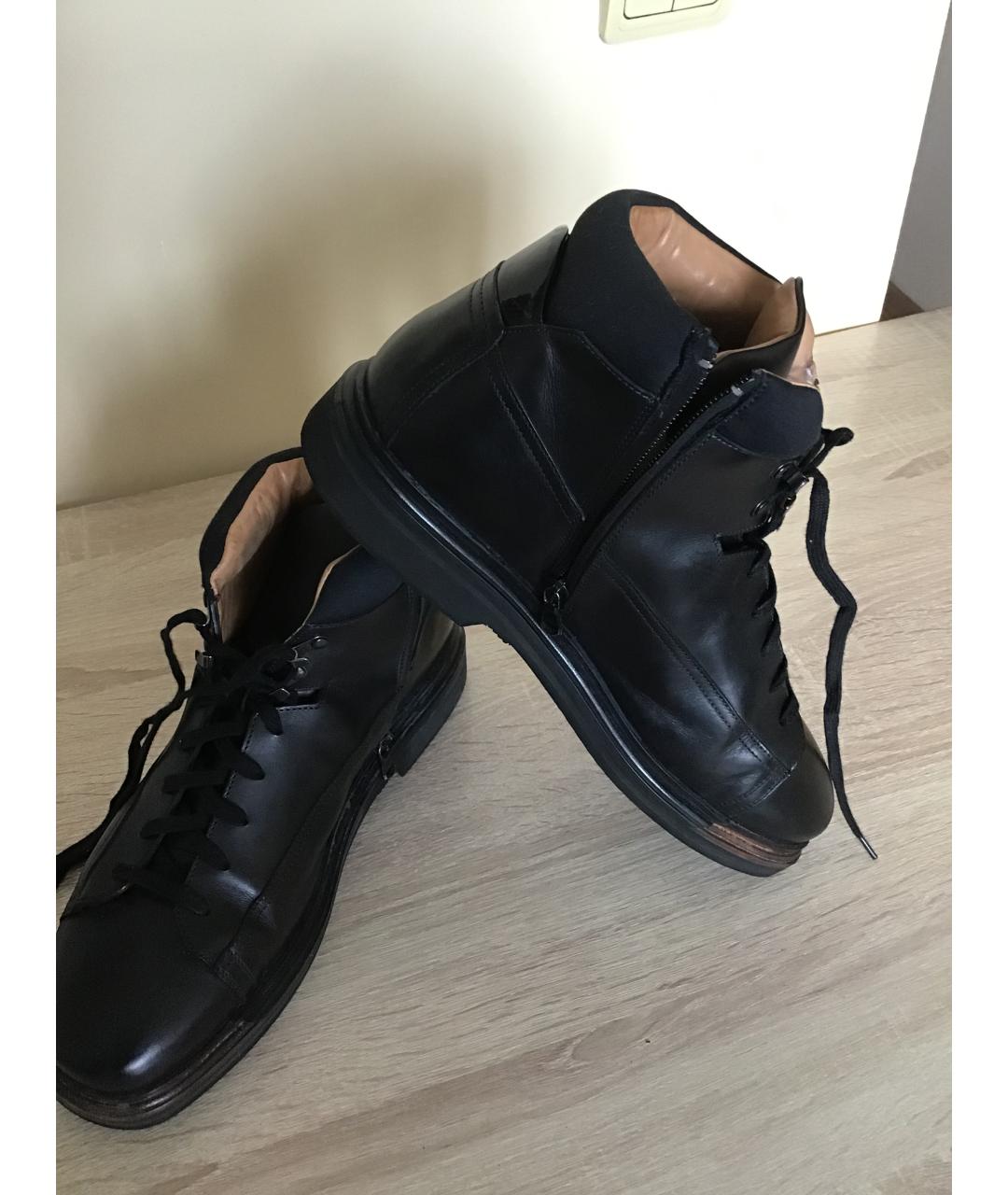 SANTONI Черные кожаные высокие ботинки, фото 8