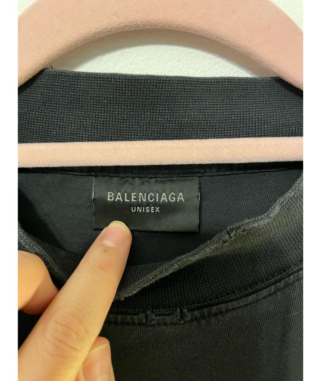 BALENCIAGA Черная хлопковая футболка, фото 3
