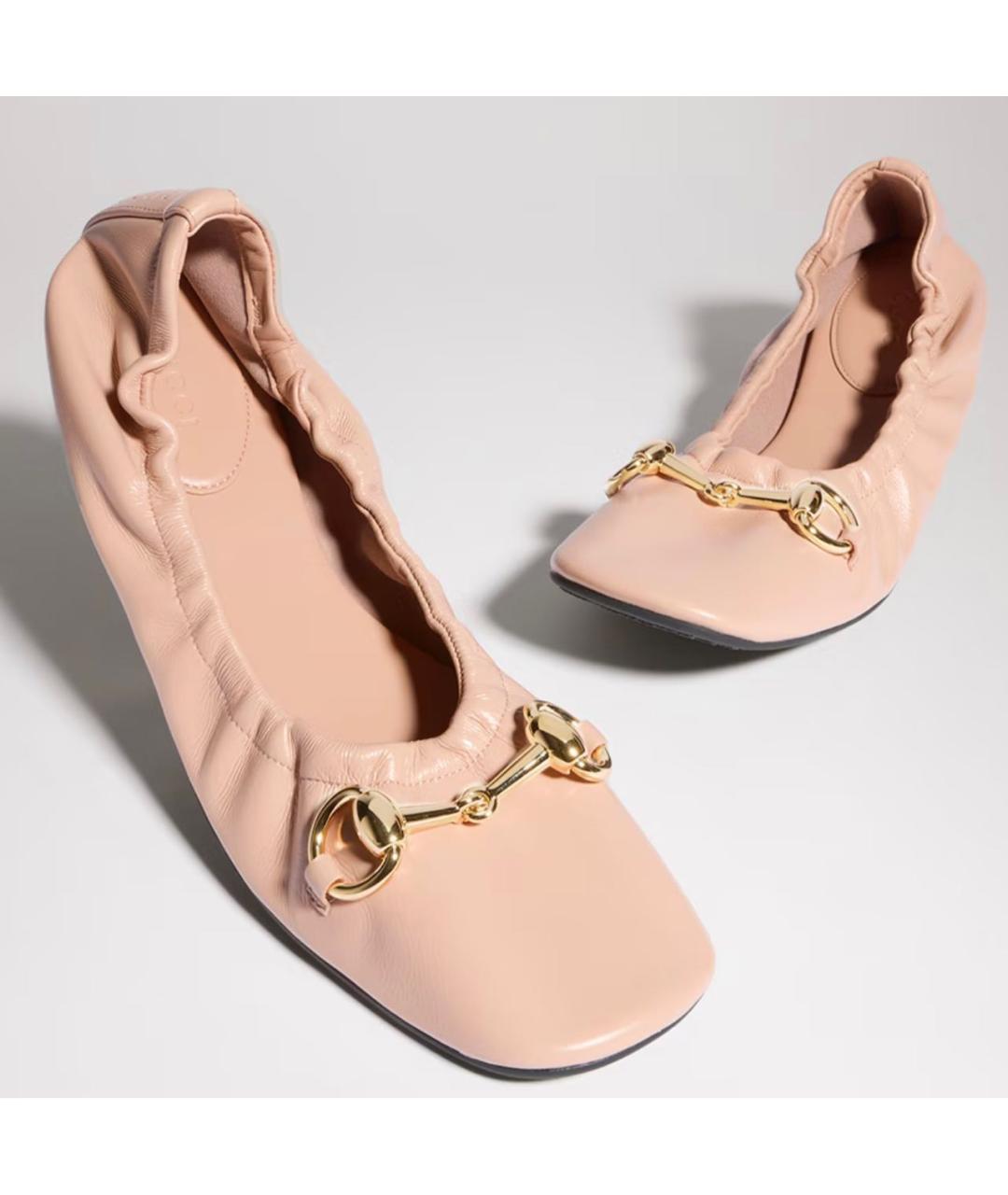 GUCCI Розовые кожаные балетки, фото 2