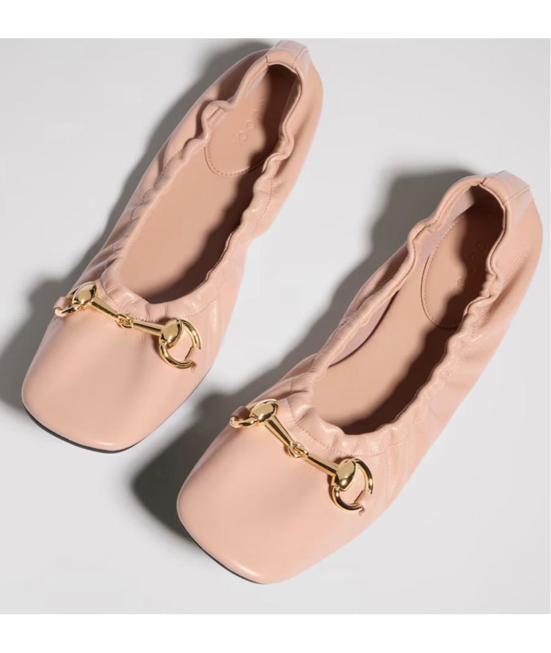 GUCCI Розовые кожаные балетки, фото 5
