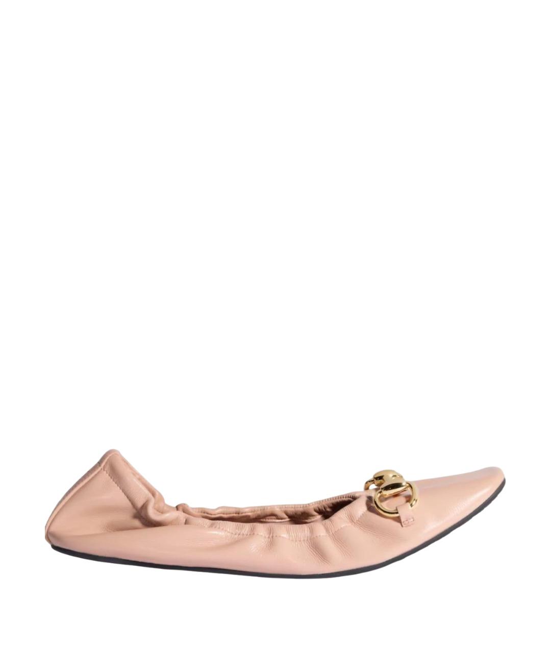 GUCCI Розовые кожаные балетки, фото 1