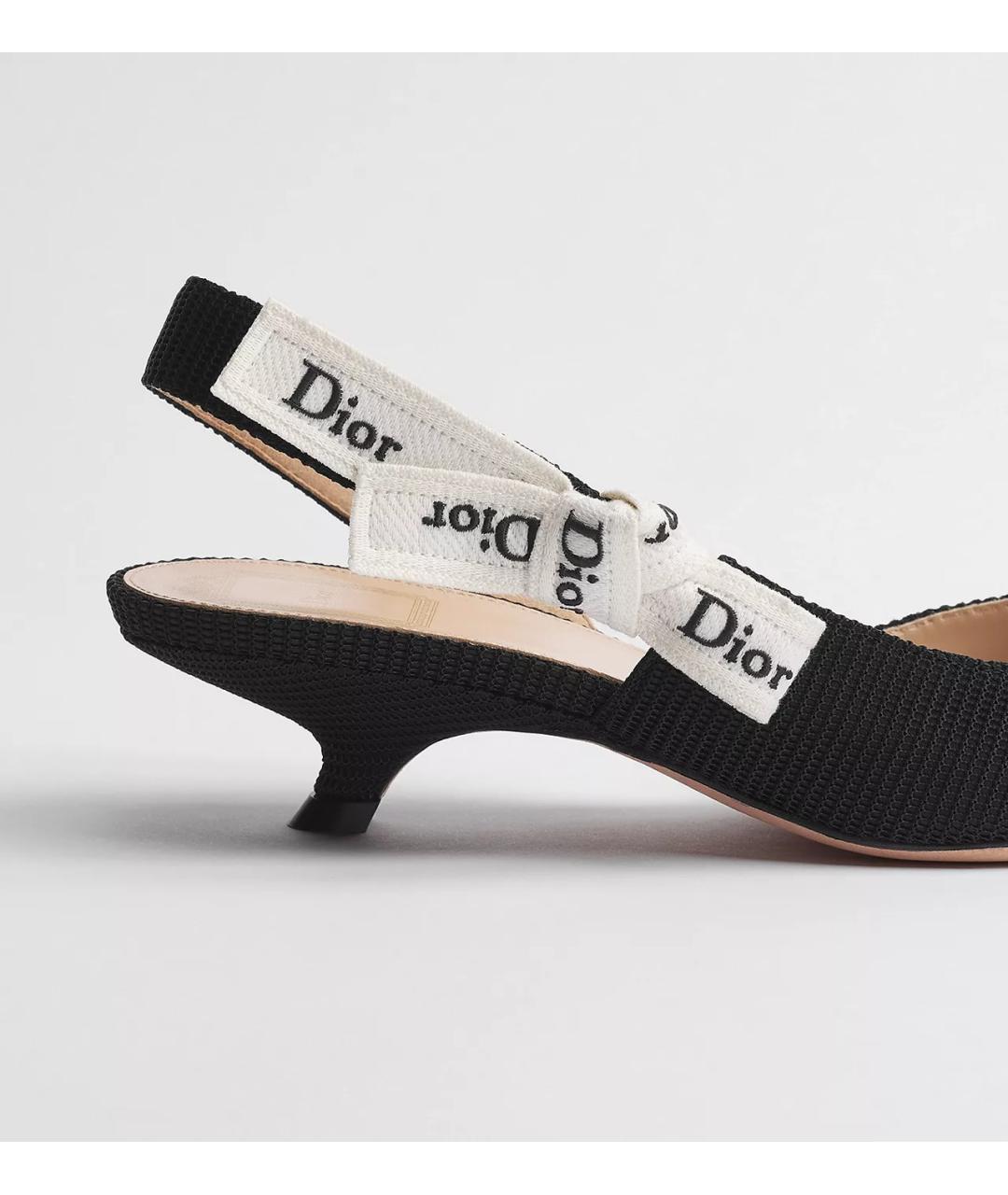 CHRISTIAN DIOR Черные текстильные лодочки на низком каблуке, фото 4