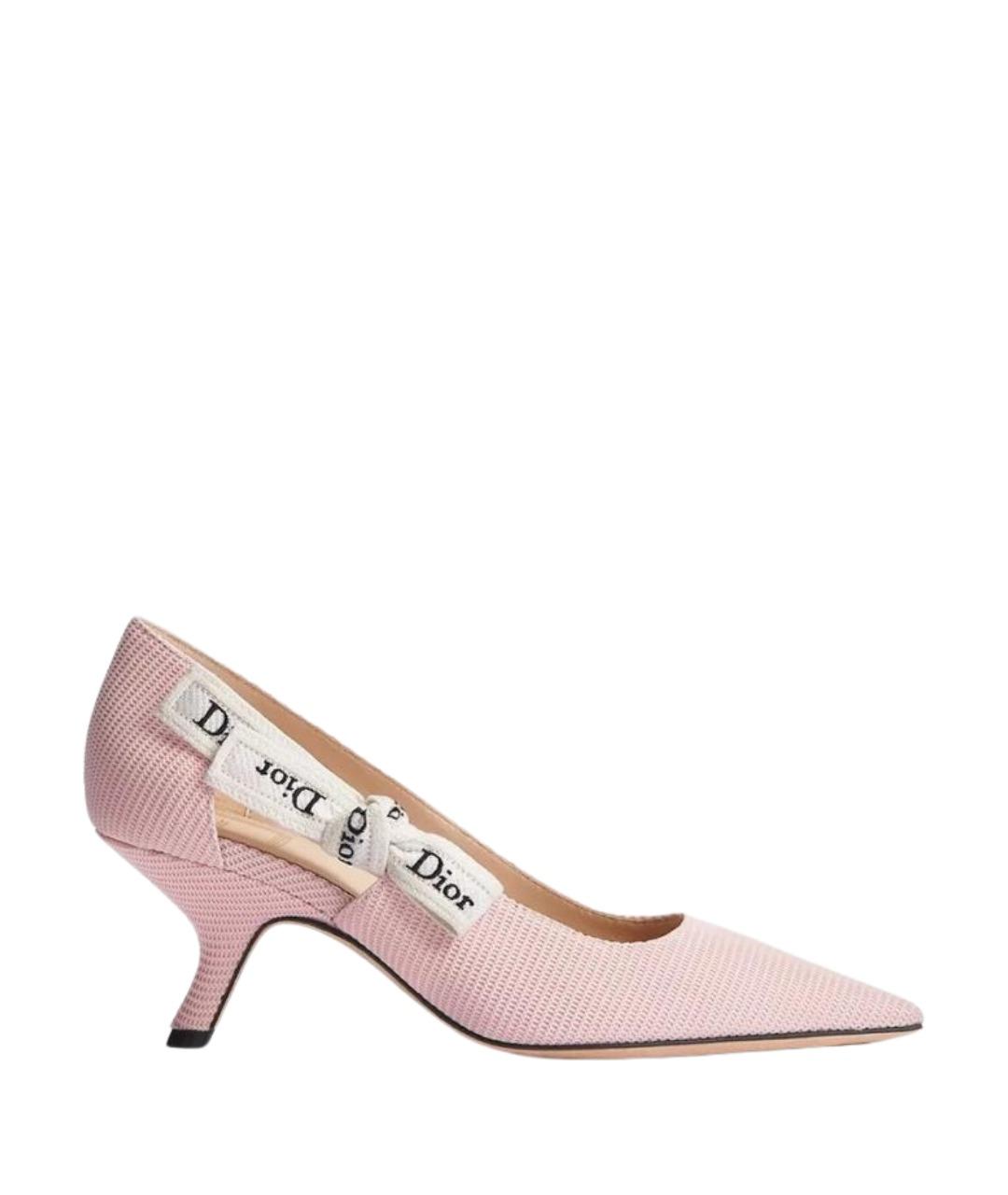 CHRISTIAN DIOR Розовые текстильные туфли, фото 1