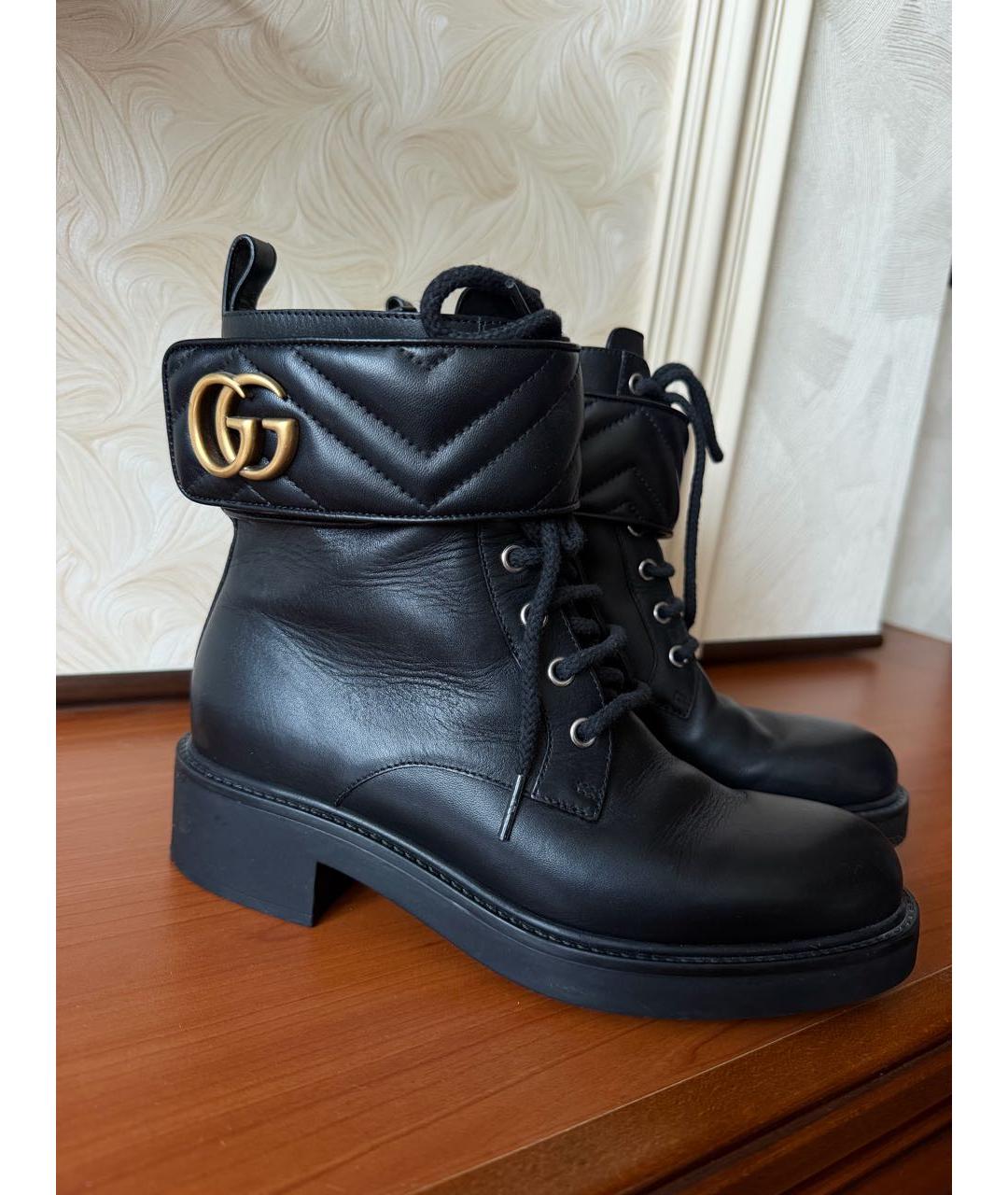 GUCCI Черные кожаные ботинки, фото 9