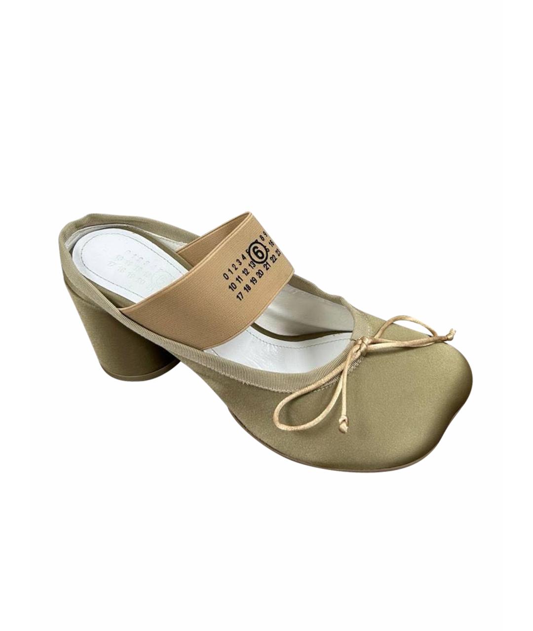 MM6 MAISON MARGIELA Бежевые текстильные мюли, фото 1