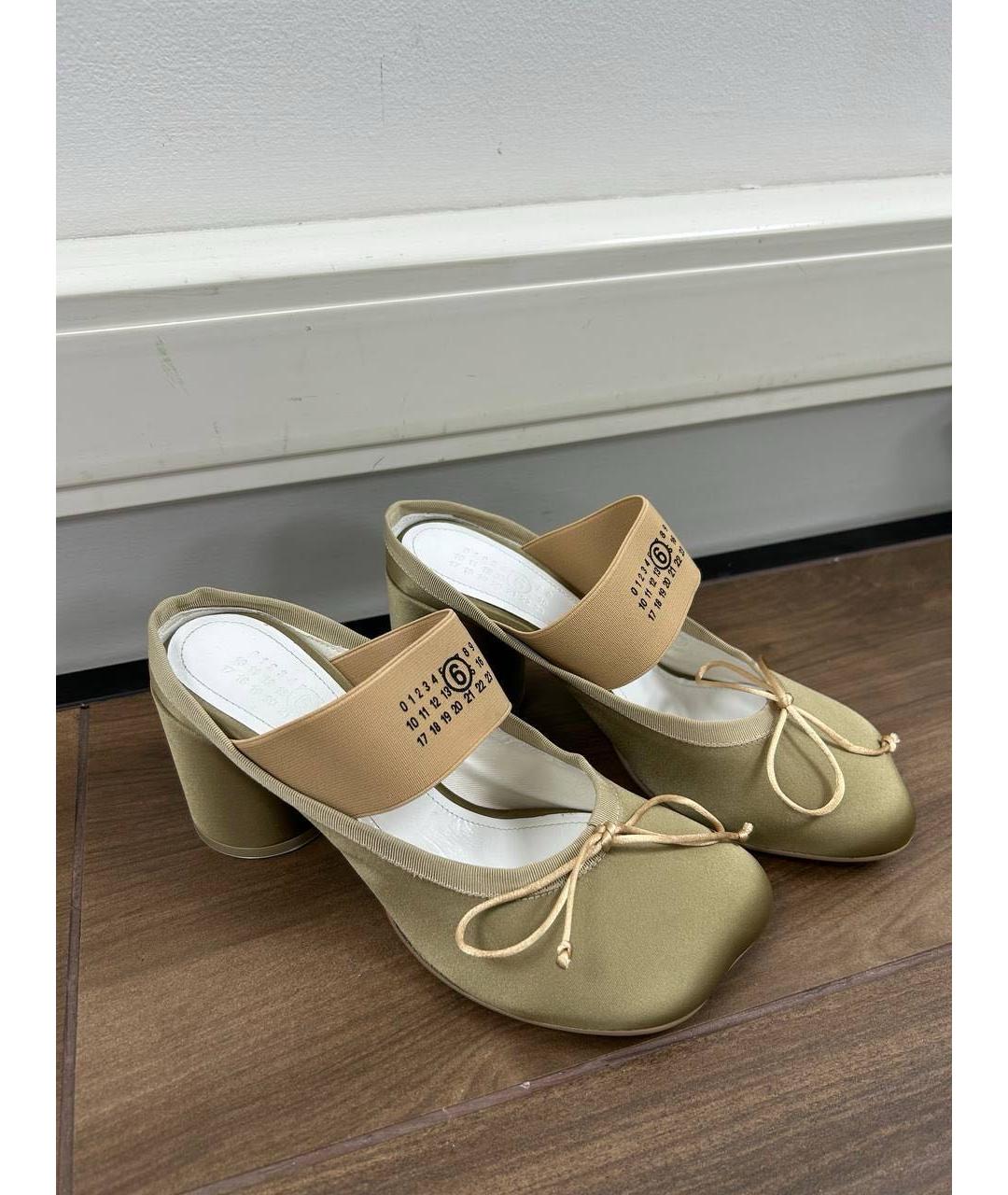 MM6 MAISON MARGIELA Бежевые текстильные мюли, фото 5