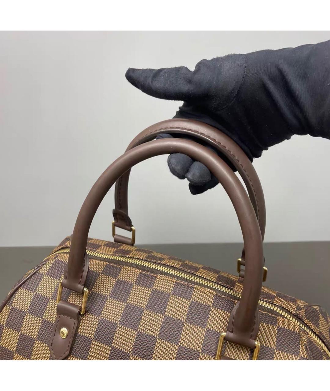 LOUIS VUITTON Коричневая кожаная сумка с короткими ручками, фото 8