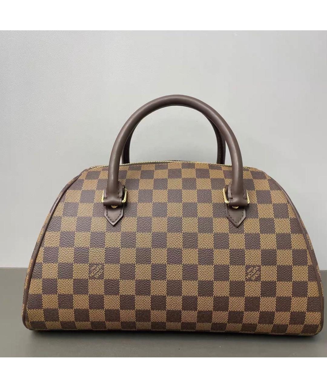 LOUIS VUITTON Коричневая кожаная сумка с короткими ручками, фото 9