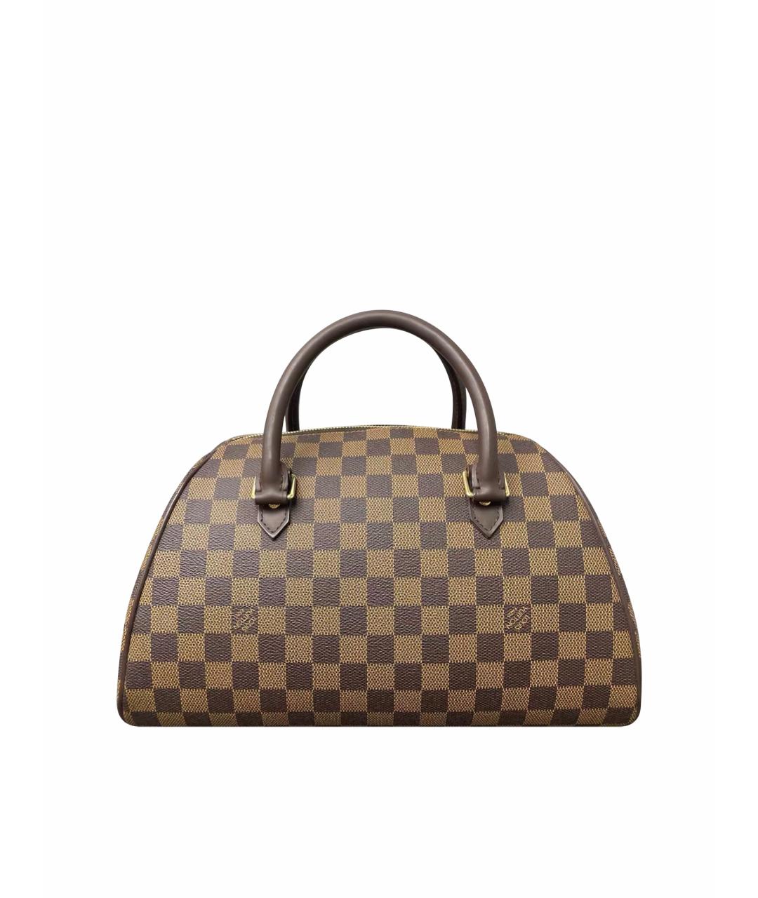 LOUIS VUITTON Коричневая кожаная сумка с короткими ручками, фото 1