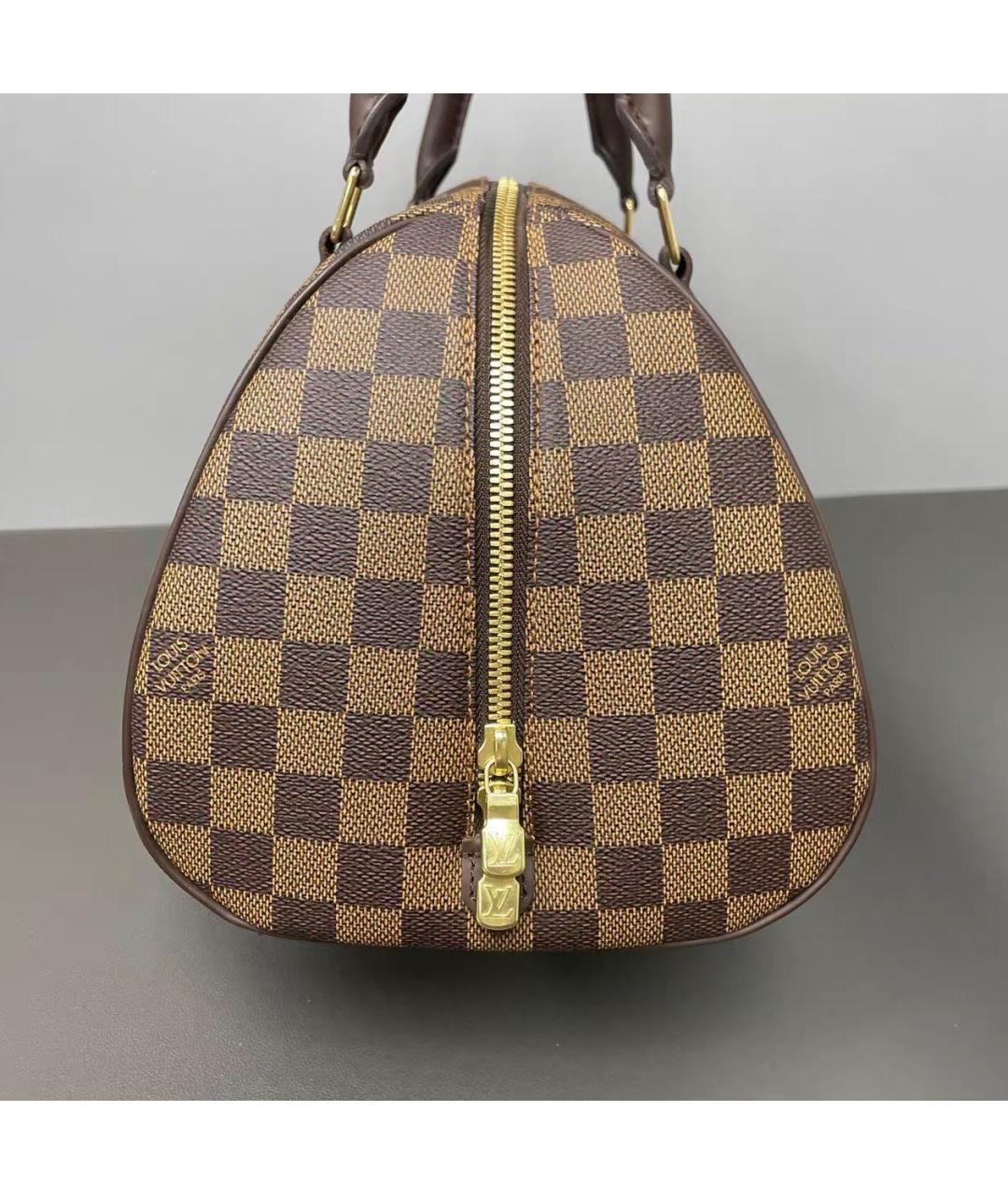 LOUIS VUITTON Коричневая кожаная сумка с короткими ручками, фото 3
