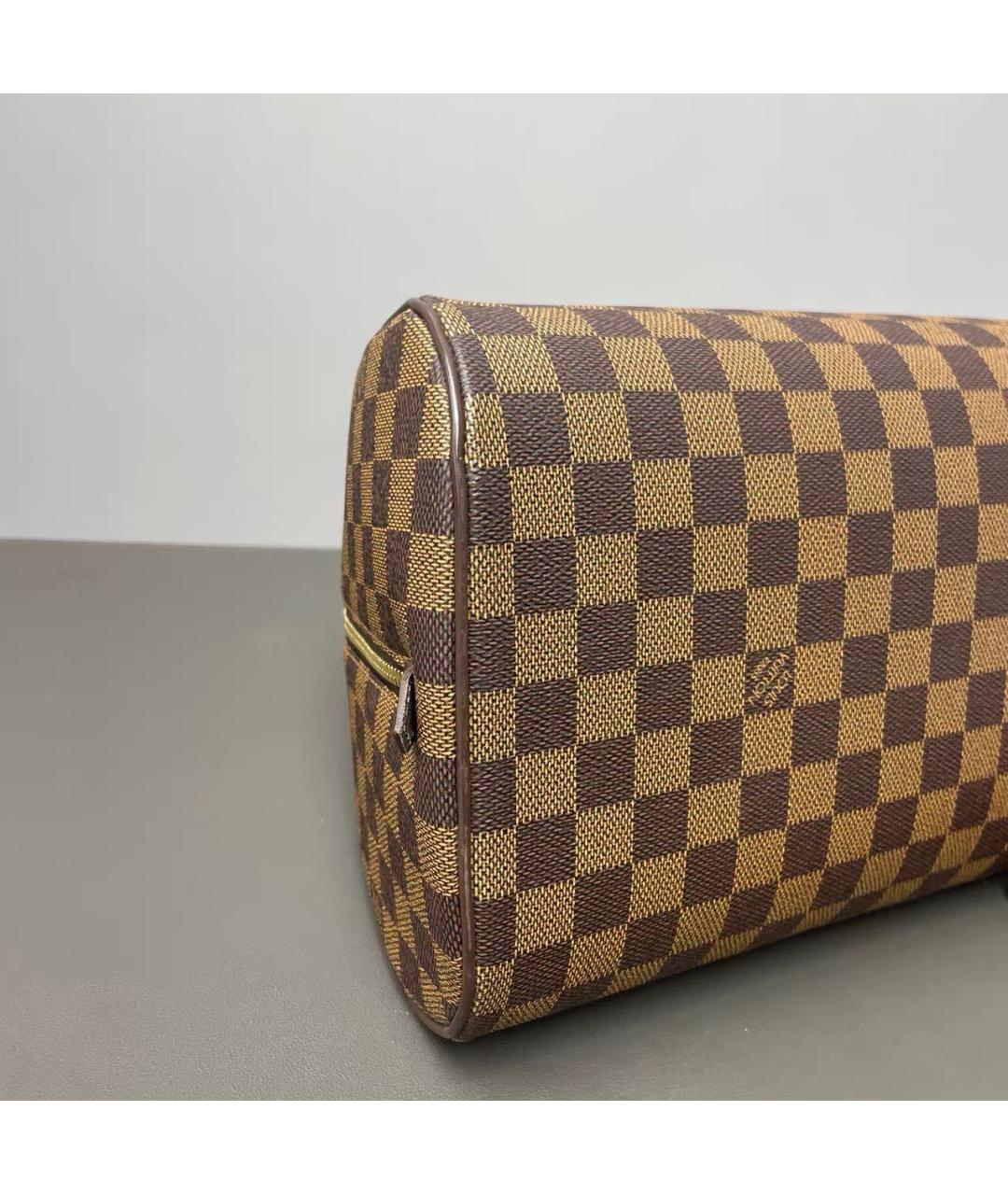 LOUIS VUITTON Коричневая кожаная сумка с короткими ручками, фото 5