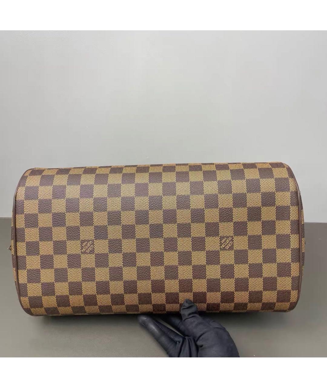 LOUIS VUITTON Коричневая кожаная сумка с короткими ручками, фото 7